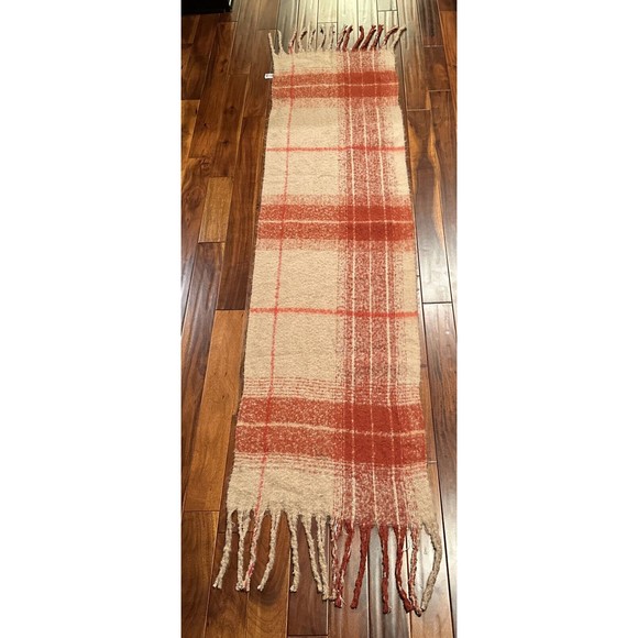 Women’s Blanket Scarf Wrap Time And Tru Orange Tan Brown Large Soft Fringe - Picture 7 of 10